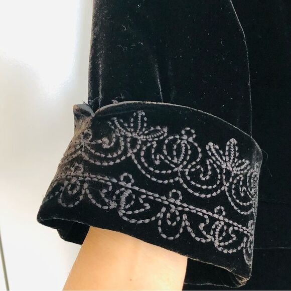 TAHARI WOMEN'S JACKET BLAZER BLACK VELOUR SIZE SMALL COLLARED 3/4 SLEEVE SILK - Picture 11 of 13